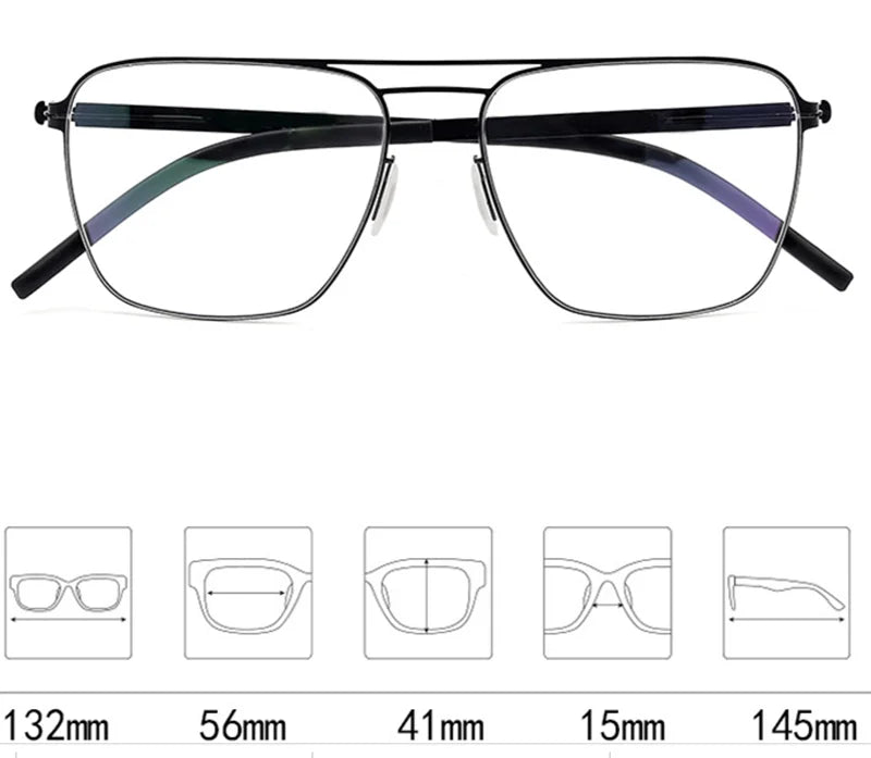 Aimee Unisex Full Rim Square Double Bridge Stainless Steel Eyeglasses 21251 - Stylish & Durable Frames for Men & Women - Perfect for Work, Reading & Fashion Accessories