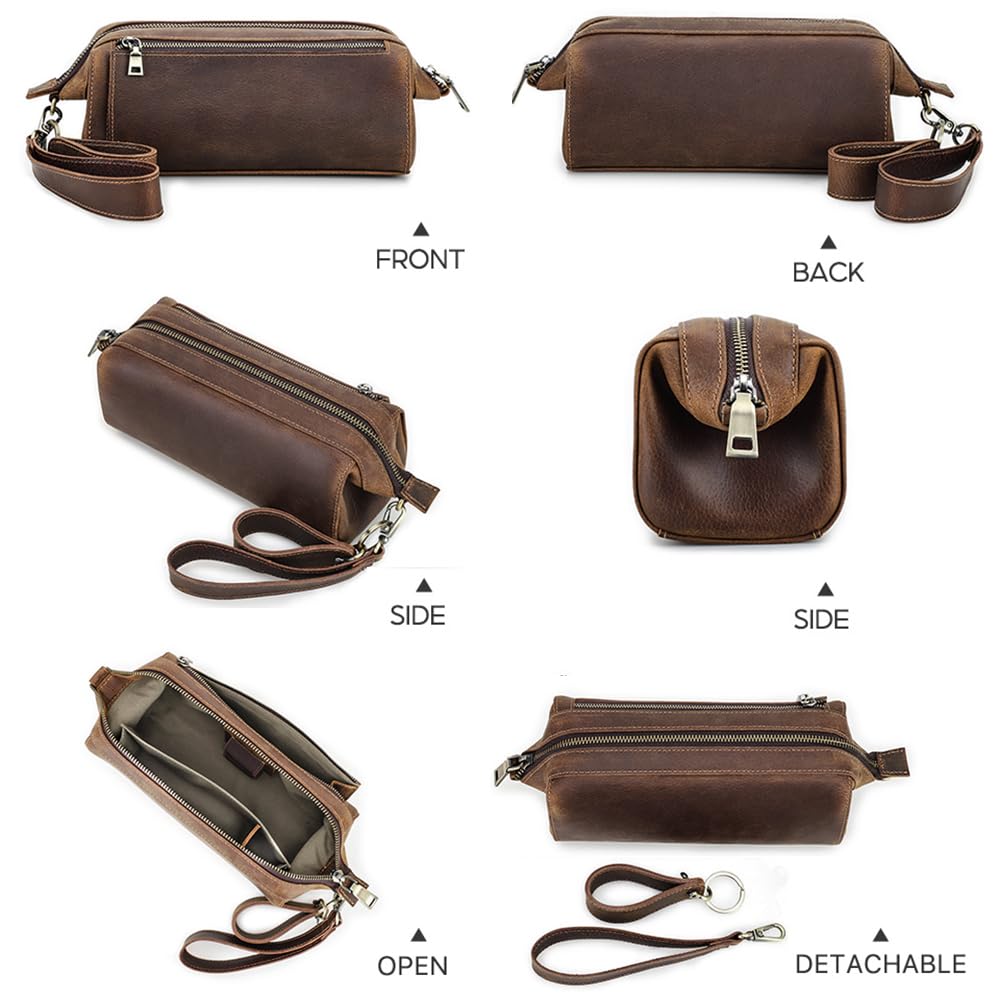 Premium Full Grain Leather Travel Tobacco Pipe Pouch with Stand - Organizer for 2 Pipes, Lighter & Cigarettes | Portable Smoking Accessories Case for Outdoor Adventures, Camping & Travel