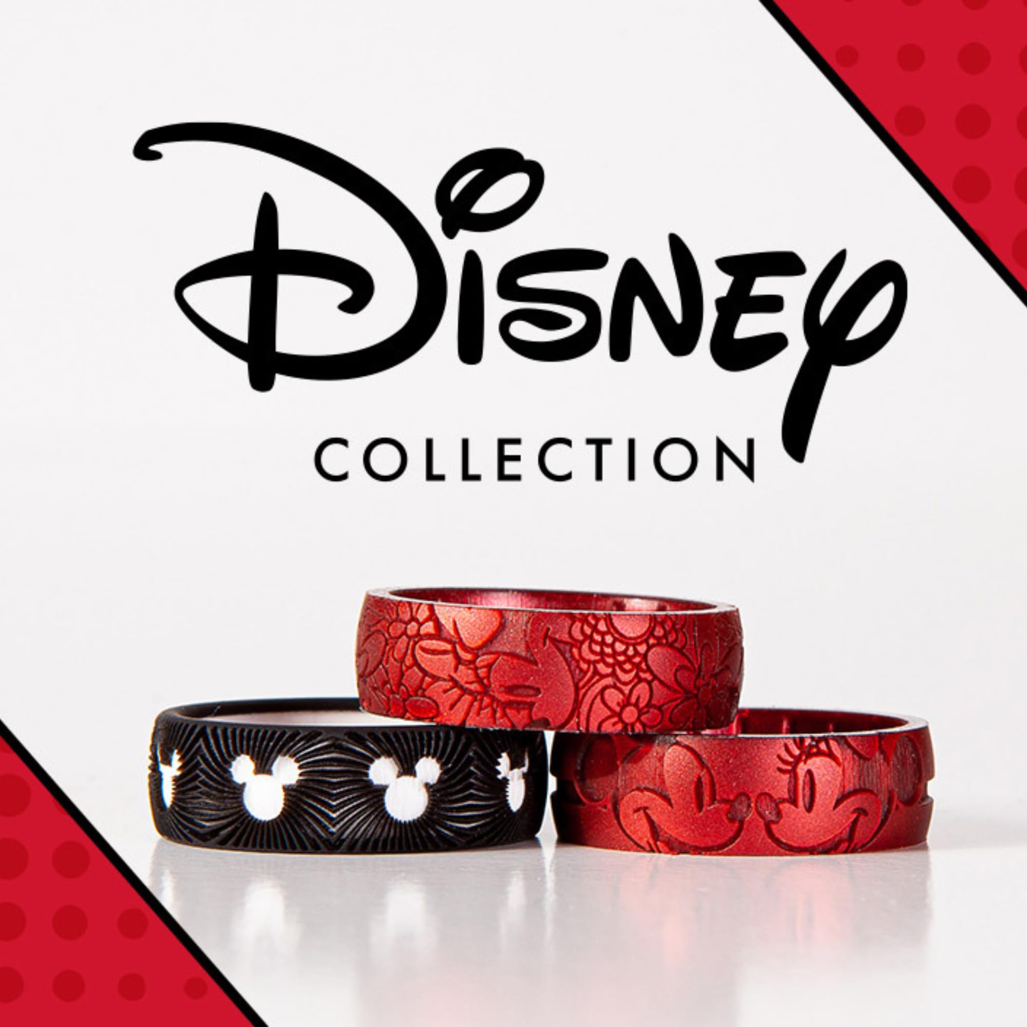 Disney Mickey Mouse & Minnie Mouse Silicone Wedding Bands for Couples - Comfortable & Durable Enso Rings for Swimming, Gym & Outdoor Activities