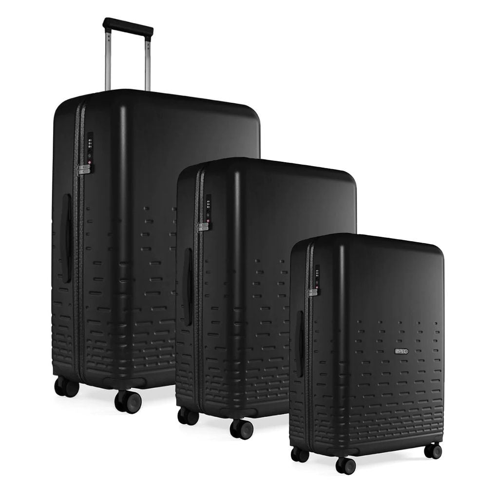 Epic Spin 3-Piece Hardside Luggage Set - Durable Black Suitcase with Spinner Wheels for Travel, Business Trips & Vacations | Carry-On, Medium & Large Sizes