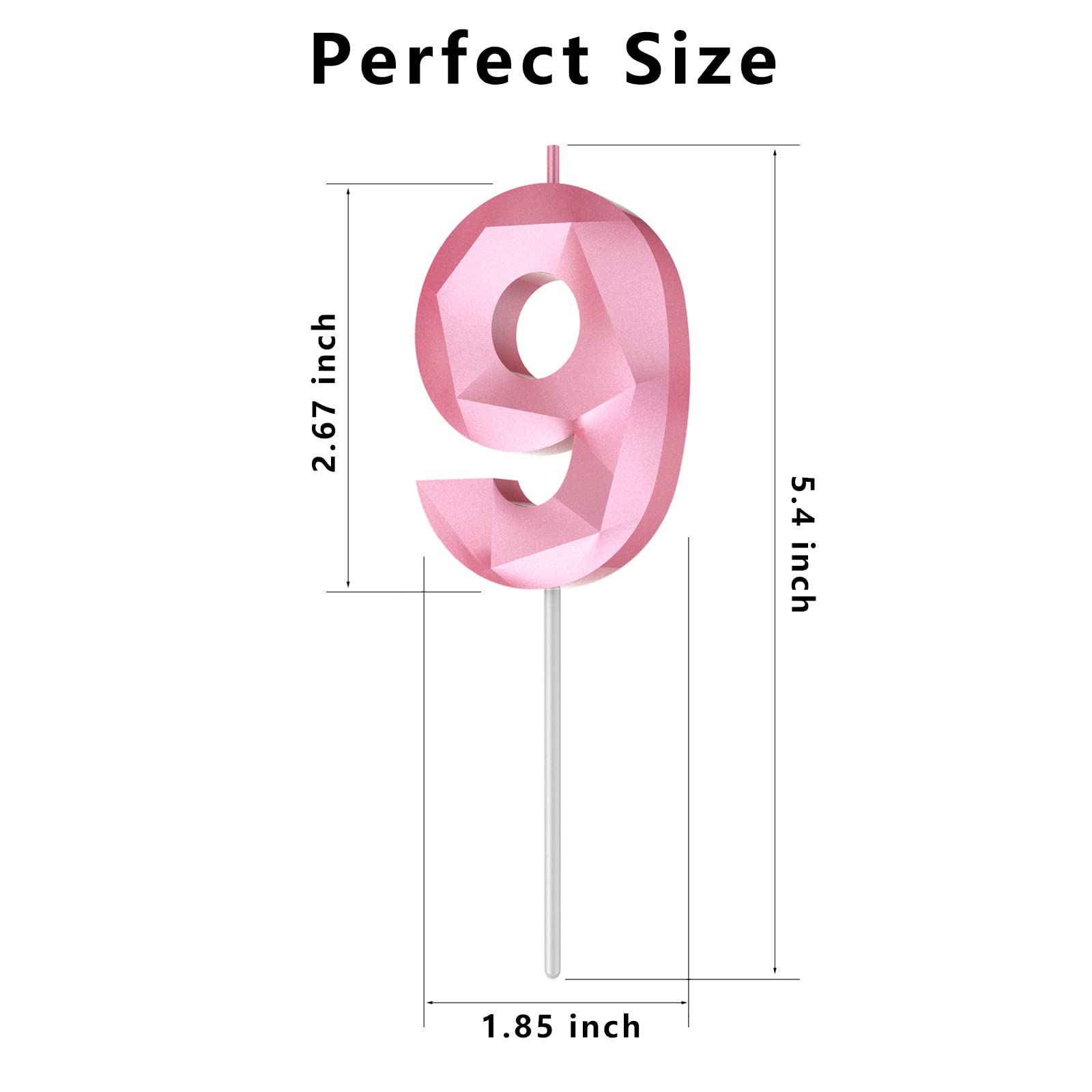 3D Diamond Shape Number 19 Birthday Candles - Pink 19th Happy Birthday Cake Topper Decorations for Women, Girls | Perfect for Birthday Parties, Weddings, Anniversaries & Celebration Theme Events