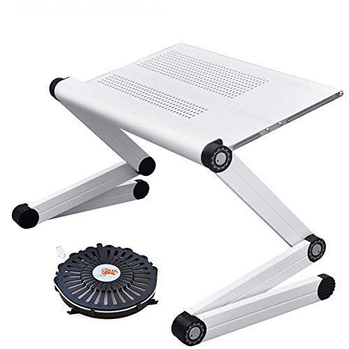 Adjustable Multi-Angle Portable Folding Laptop Stand with Side Mouse Pad - Ergonomic Notebook Computer Stand for Desktop, Laptop & Cooling Fan - Perfect for Office, Home & Travel Use