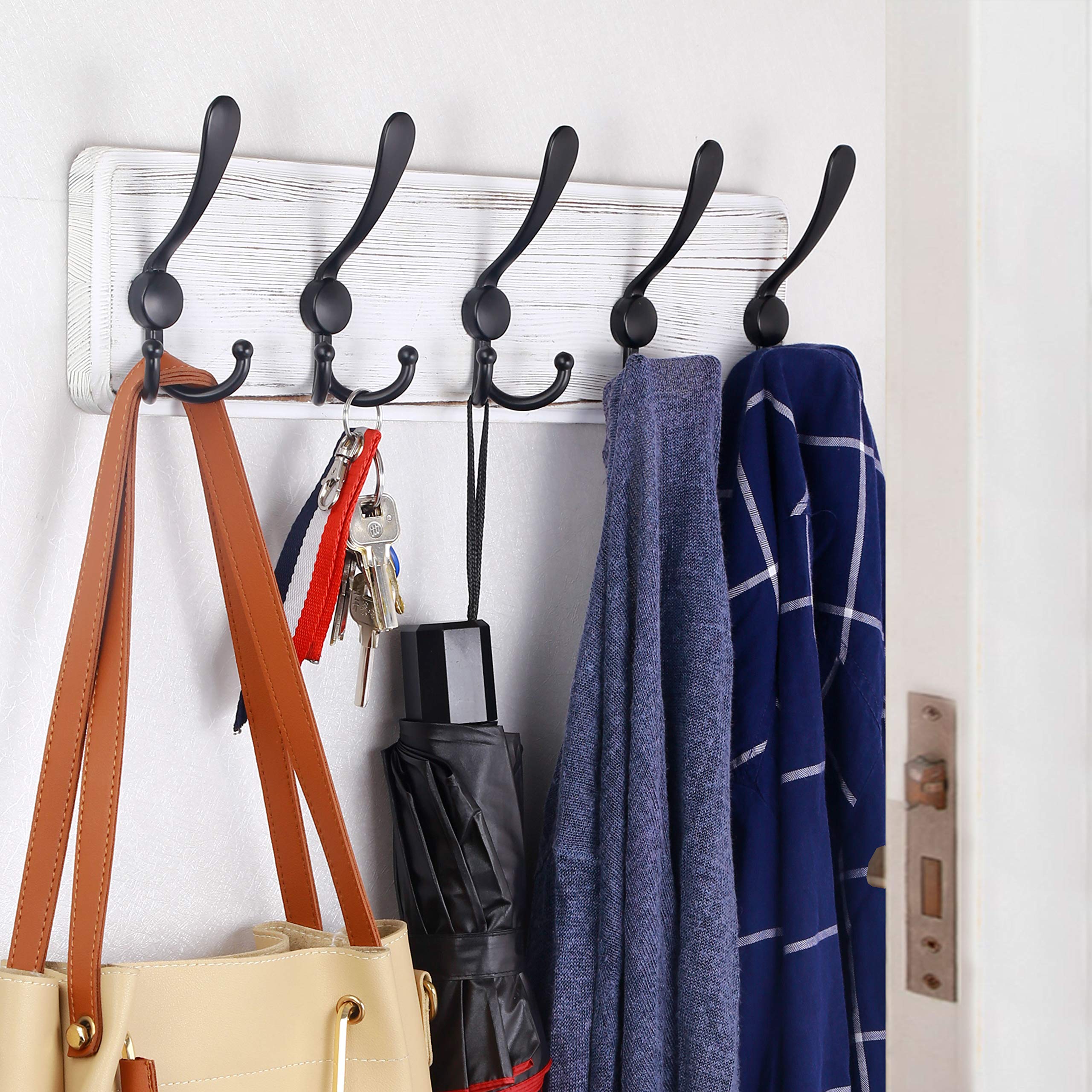 WEBI Wall Mounted Coat Rack with 5 Triple Hooks - 16