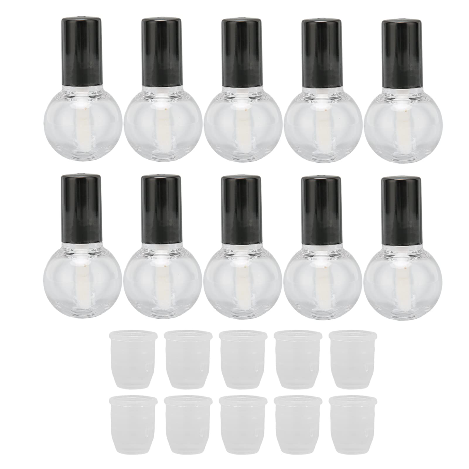 10Pcs 5ml Empty Lip Gloss Tubes - Cute Ball Shaped Refillable Plastic Containers for DIY Lip Gloss, Eyelash Growth Oil & Mascara - Reusable Travel-Friendly Bottles for Home, Salon & On-the-Go Makeup Touch Ups