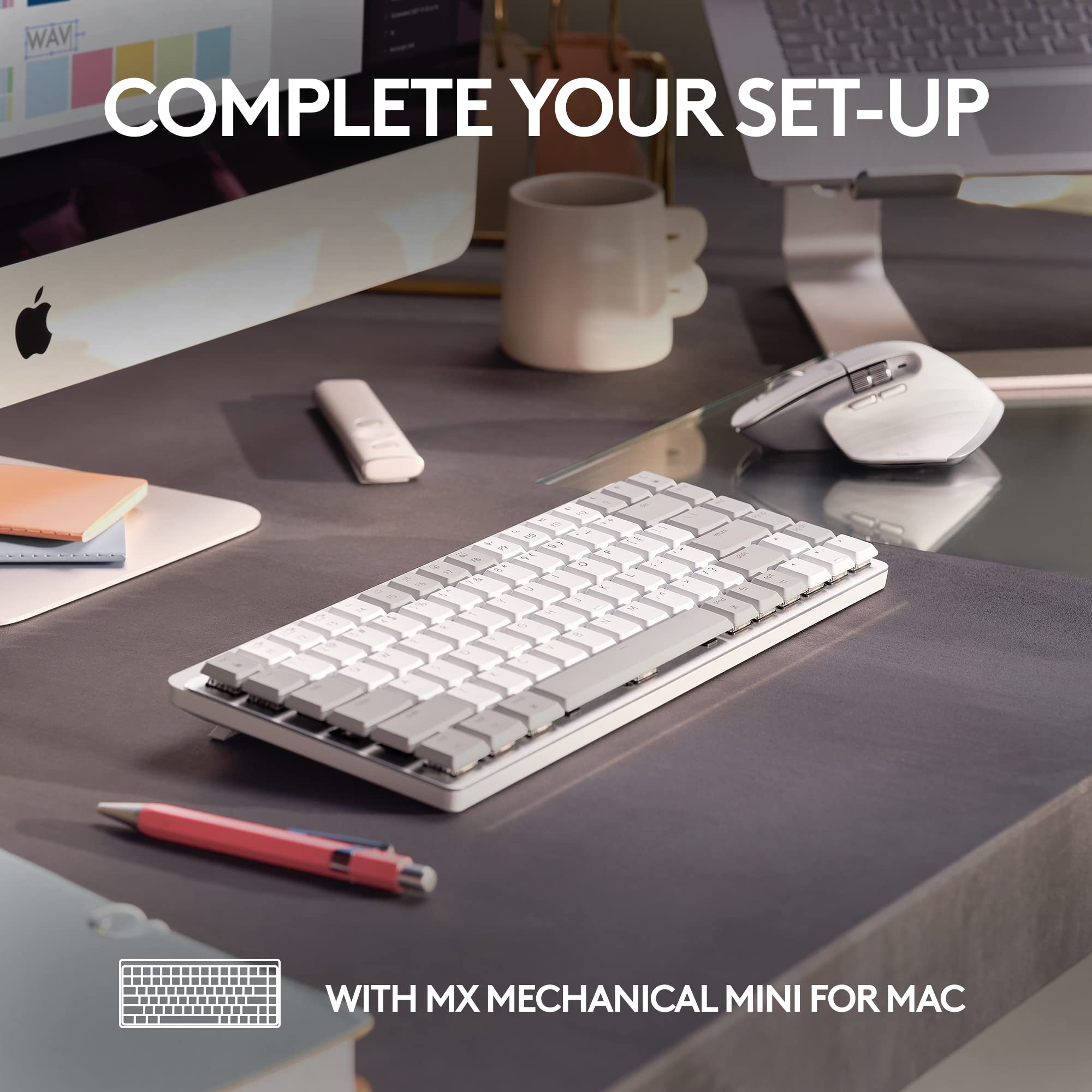Logitech MX Master 3S Wireless Bluetooth Mouse for Mac - Ultra-Fast Scrolling, Ergonomic Design, 8000 DPI, Silent Clicks, Glass Tracking, USB-C Charging - Compatible with Apple MacBook, iPad - Pale Grey - Perfect for Office Work, Graphic Design & Video Editing