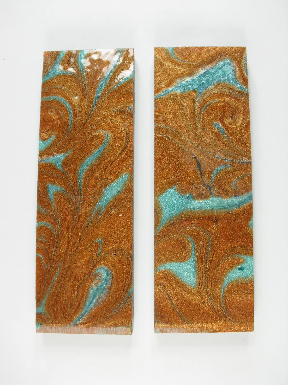 Premium Copper & Turquoise Pearl Knife Handle Scales - Handmade Replacement Parts for Custom Pocket Knives, Perfect for DIY Knife Making and Collectors