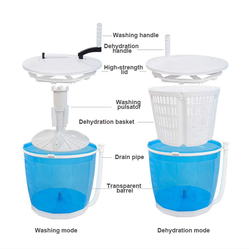 Portable Mini Turbine Washing Machine & Ultrasonic Cleaner 2-in-1 - Hand Operated Spin Dryer for Camping, Travel, Outdoor - Compact Laundry Solution for RV, Hiking, Backpacking & Emergency Use