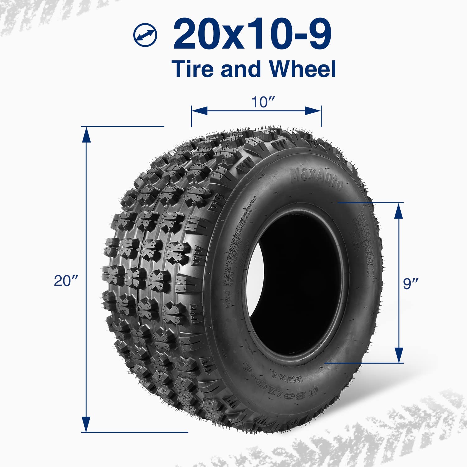 Maxauto ATV Sport Quad Tires 20x10-9 Rear Tire 4-Ply - Set of 2 for Honda 400ex TRX 450r, Raptor 660, YFZ 450 - Durable Off-Road Tires for Mud, Sand & Trail Riding