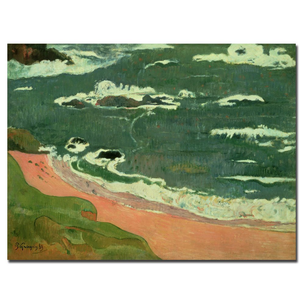Trademark Fine Art Paul Gauguin 'Beach at Le Pouldu' 1889 Canvas Wall Art Print - Vintage French Impressionist Painting for Living Room, Bedroom & Office Decor