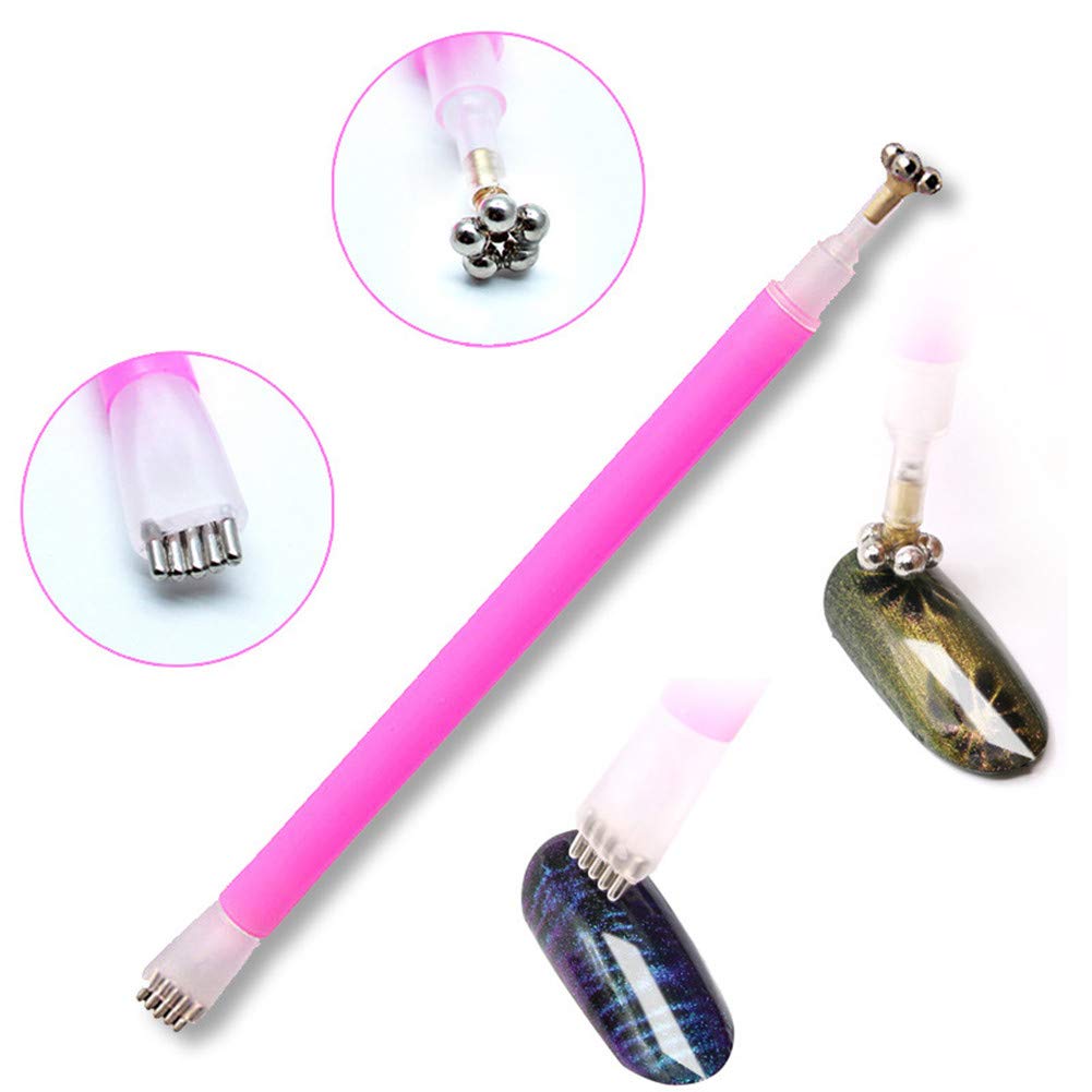 5-Piece Magnetic Nail Art Kit - Magnet Stick, Pen & Plates for 3D Cat Eye Gel Polish | DIY Manicure Tools for Professional Salon & Home Nail Designs