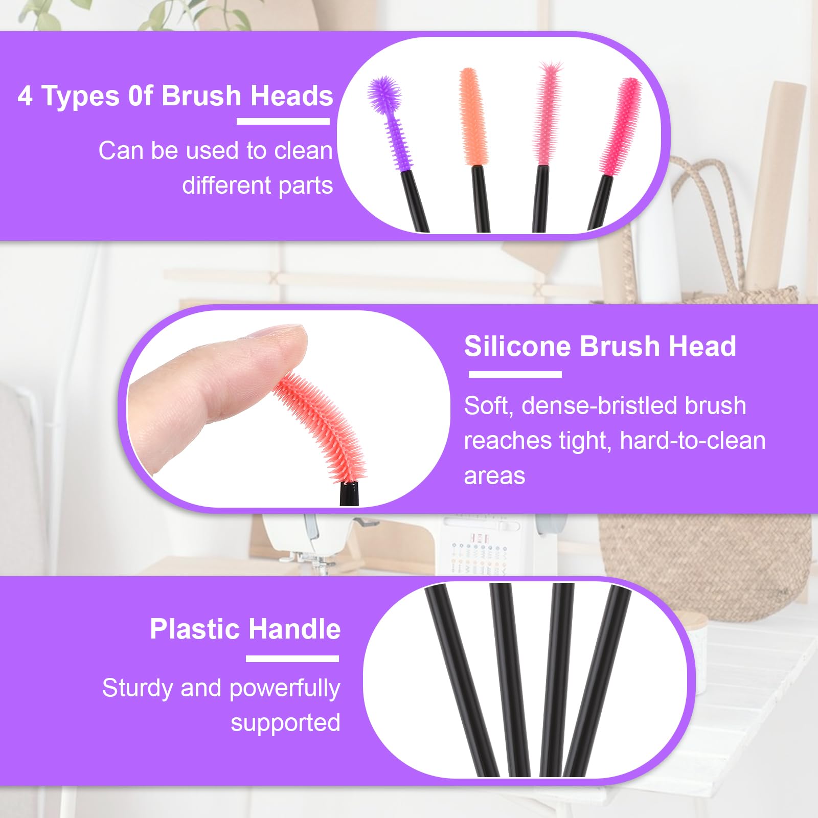 32pcs Sewing Machine Cleaning Brushes Kit - 4 Styles Reusable Silicone Cleaning Tools & Accessories for Sewing Machines - Perfect for Quilting, Embroidery & Fabric Crafts