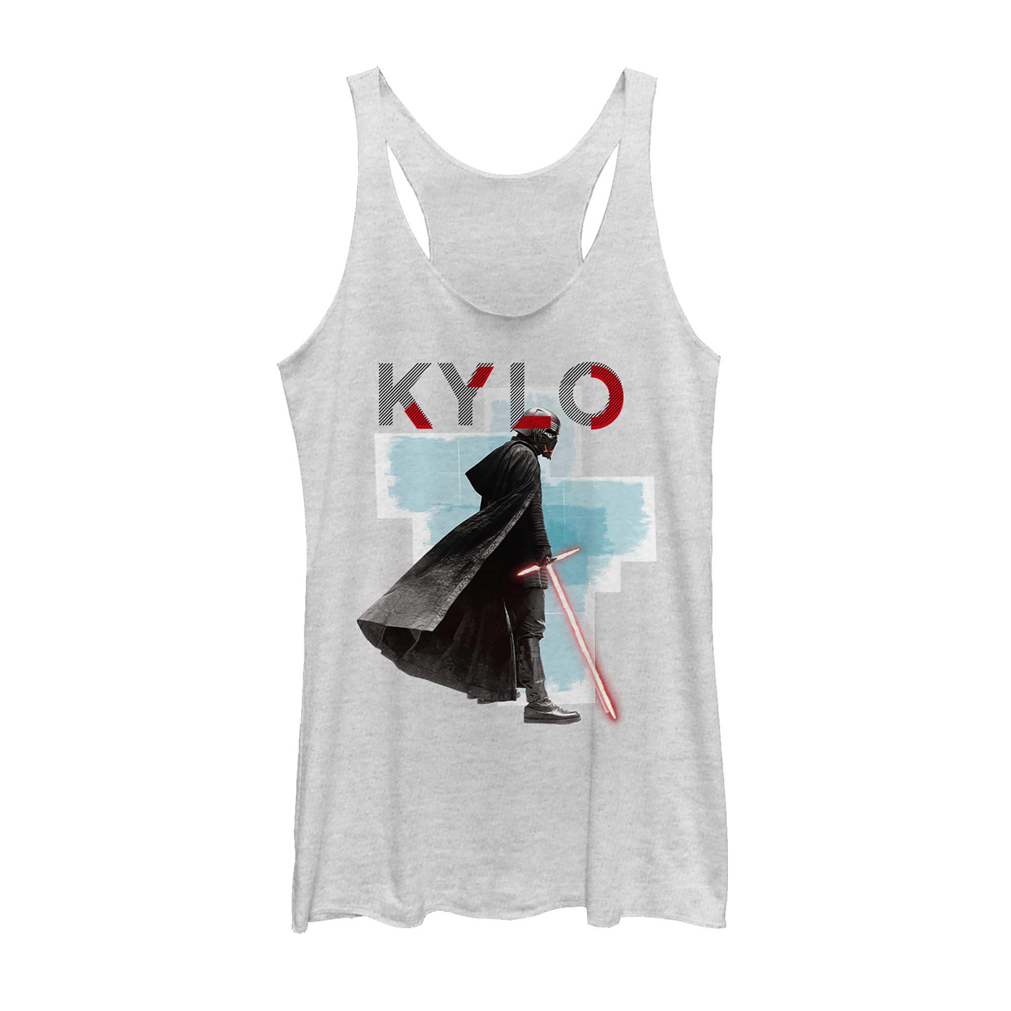 Star Wars The Rise of Skywalker Kylo Ren Red Mask Women's Racerback Tank Top - White Heather, X-Small - Perfect for Cosplay, Halloween & Star Wars Fan Events