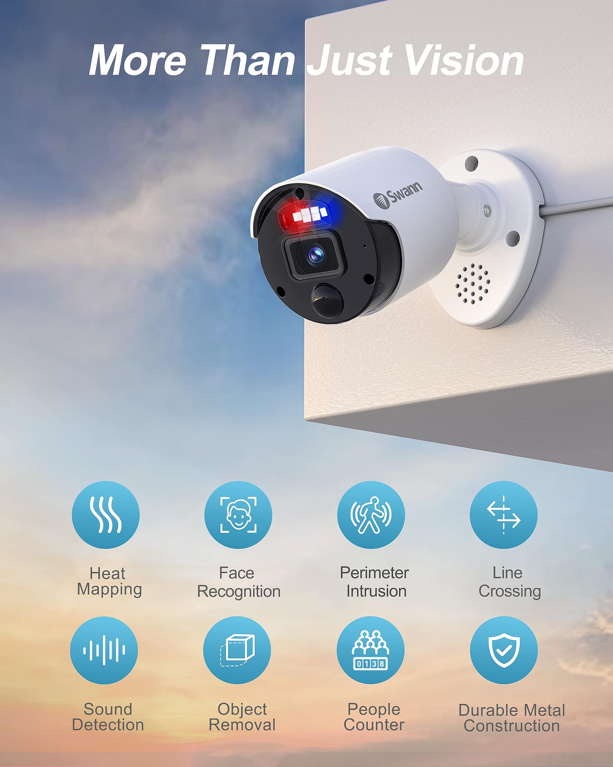 SWANN Pro 4K Ultra HD 16 Channel Security Camera System with 2TB NVR & 12 PoE IP 4K Outdoor Cameras - 8MP Wired CCTV Surveillance with Heat Motion & Vehicle Detection, LED Lights, 24/7 Recording (Model 1689812) - Ideal for Home Security, Business Monitoring & Property Protection