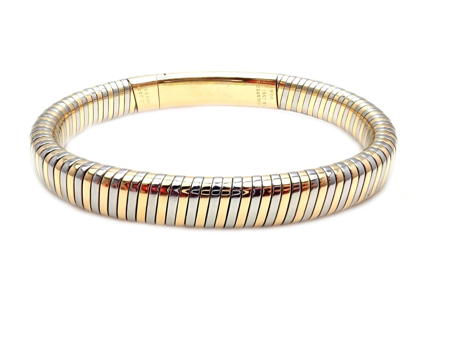 Authentic Vintage Van Cleef & Arpels 18k Yellow Gold & Steel Bangle Bracelet - Luxury Jewelry for Women, Perfect for Weddings, Parties & Special Occasions