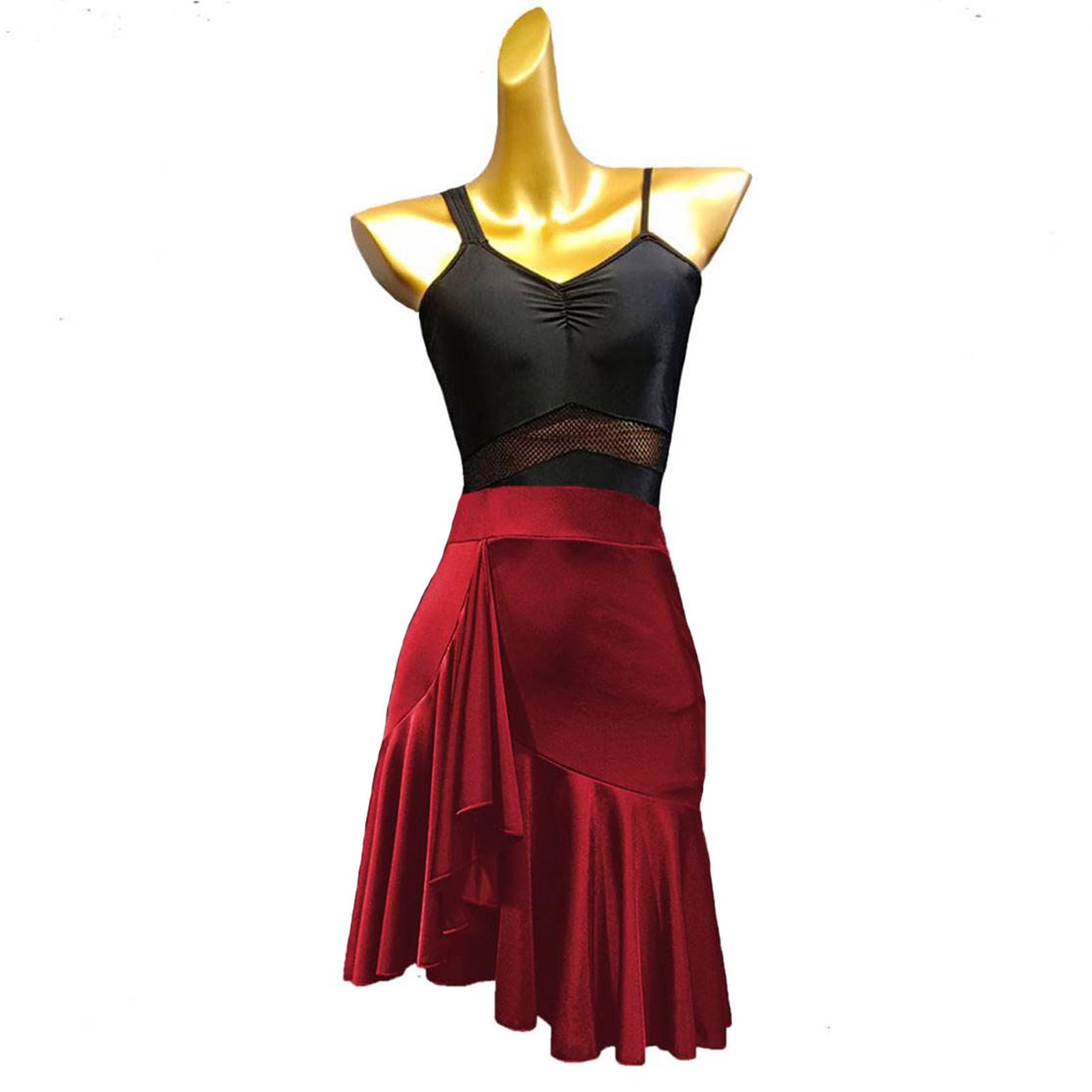 Women's Black Asymmetrical Latin Dance Skirt with Built-in Shorts - Flowy Ballet Flamenco Salsa Performance Skirt for Dance Competitions & Practice