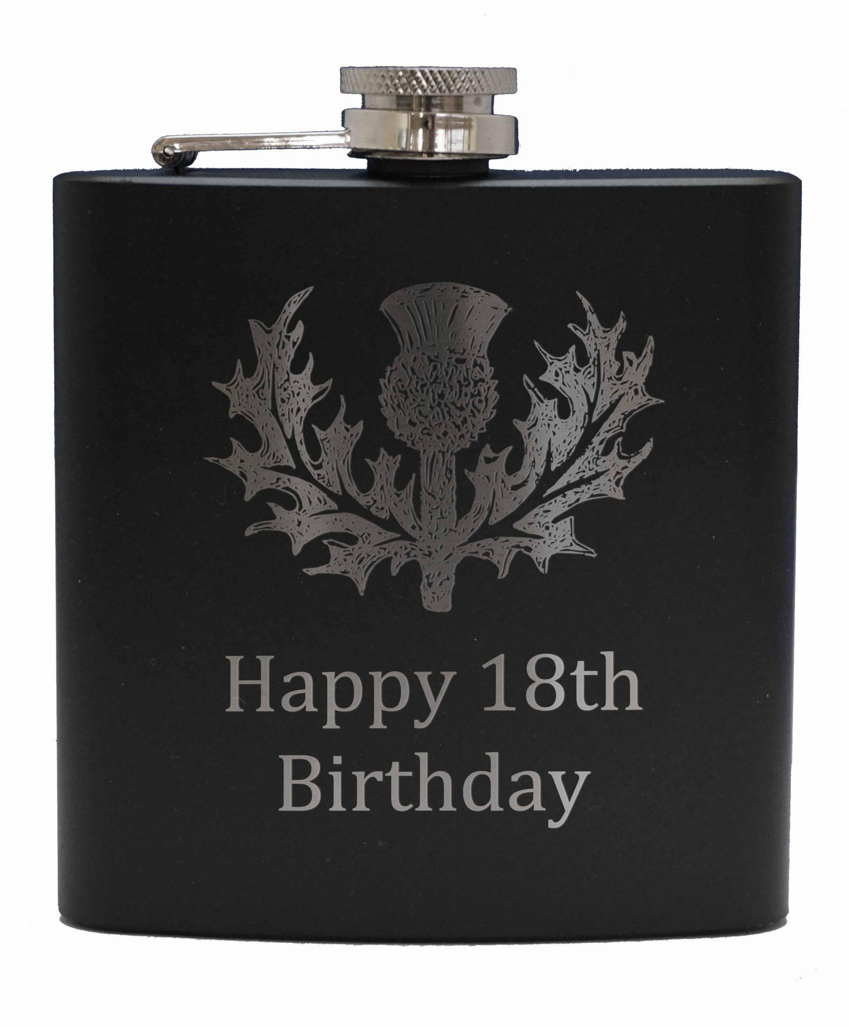 Personalized Engraved 6oz Black Stainless Steel Hip Flask - Custom Monogram Gift for Men, Whiskey Lovers - Perfect for Weddings, Birthdays, Camping & Outdoor Adventures