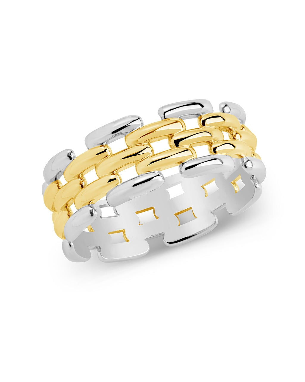 Lucia Dual Tone Watch Chain Ring - Stylish & Elegant Jewelry for Women - Perfect for Casual, Office & Special Occasions