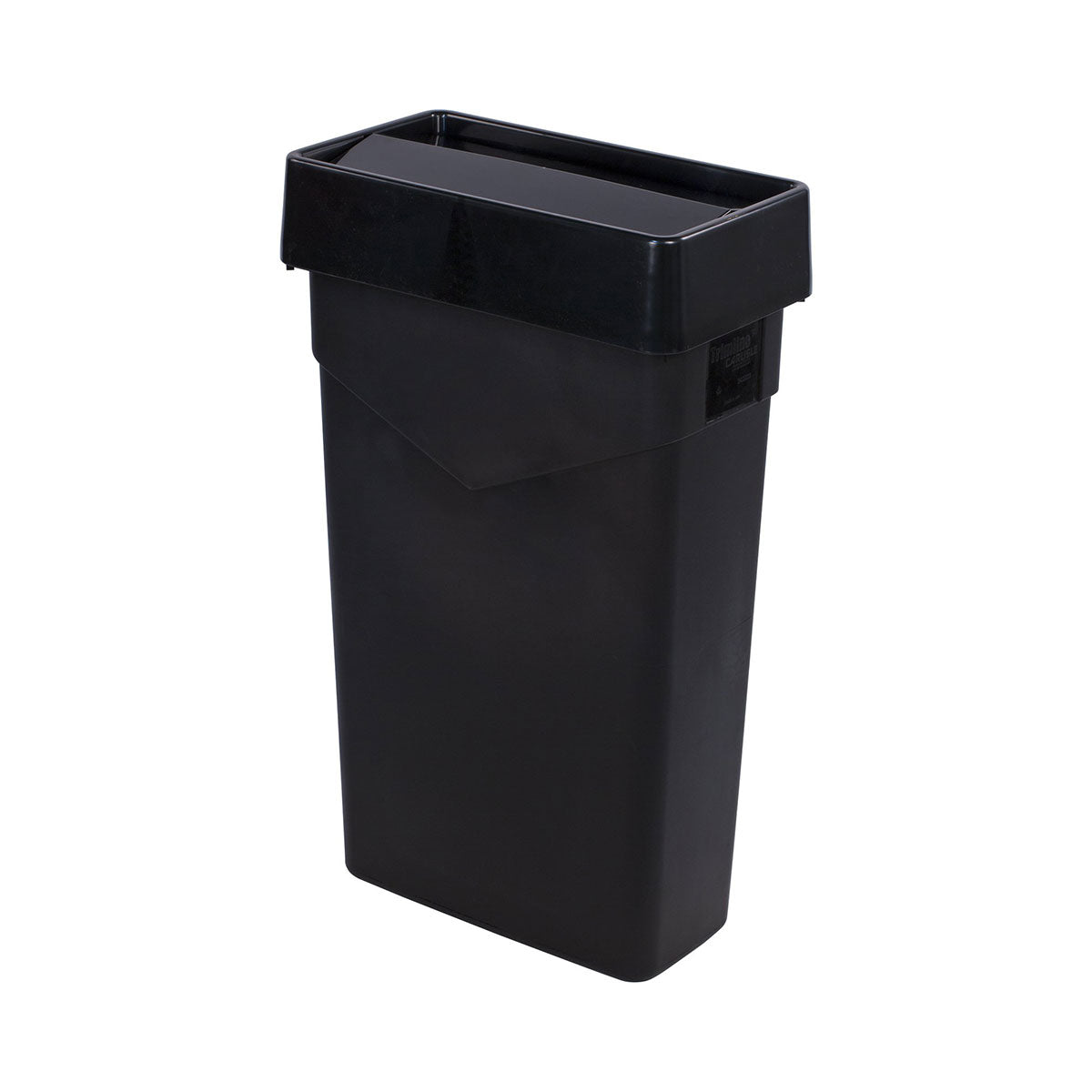 Carlisle 34202403 TrimLine Rectangle Swing Top Waste Container Trash Can Lid - Black | Durable Kitchen & Office Trash Can Cover for Easy Disposal