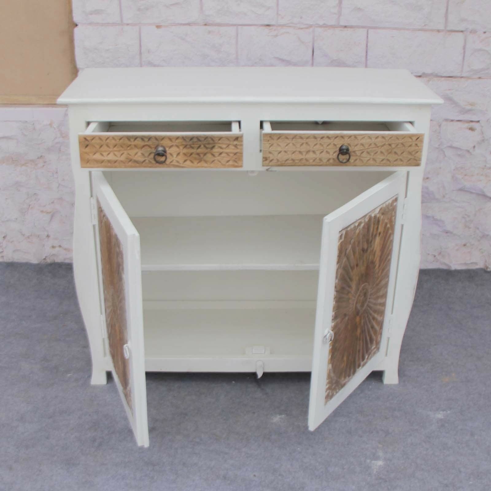 Antique French Colonial Carved Solid Wood Sideboard - Vintage Buffet Cabinet for Dining Room & Living Room Storage