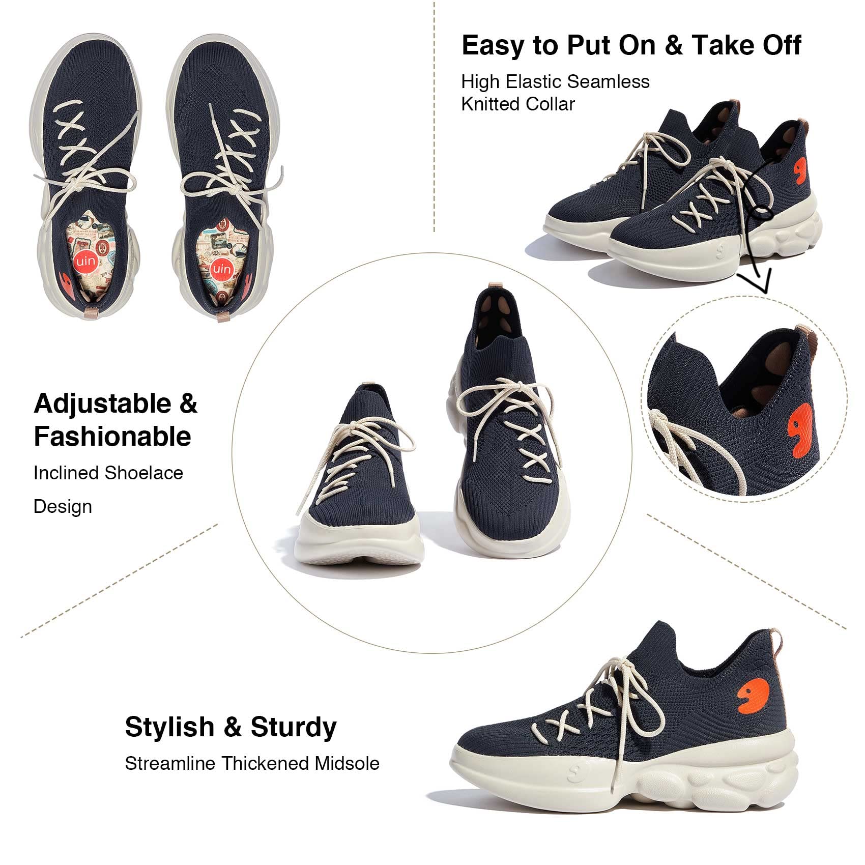 UIN Women's Chunky Fashion Sneakers - Comfortable Walking Shoes for Women, Casual Art Painted Designer Dad Shoes, Perfect for Travel, Work & Everyday Wear - Ronda Collection