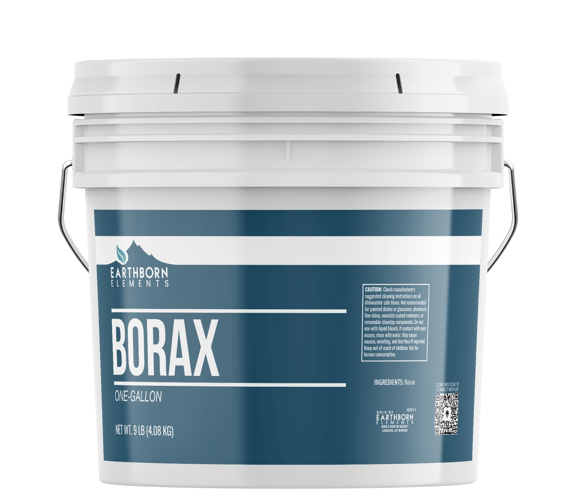 **Earthborn Elements Borax Powder (1 Gallon) - Natural Multipurpose Cleaner & Laundry Detergent Booster, Resealable Bucket for Home Cleaning, DIY, and Crafts**