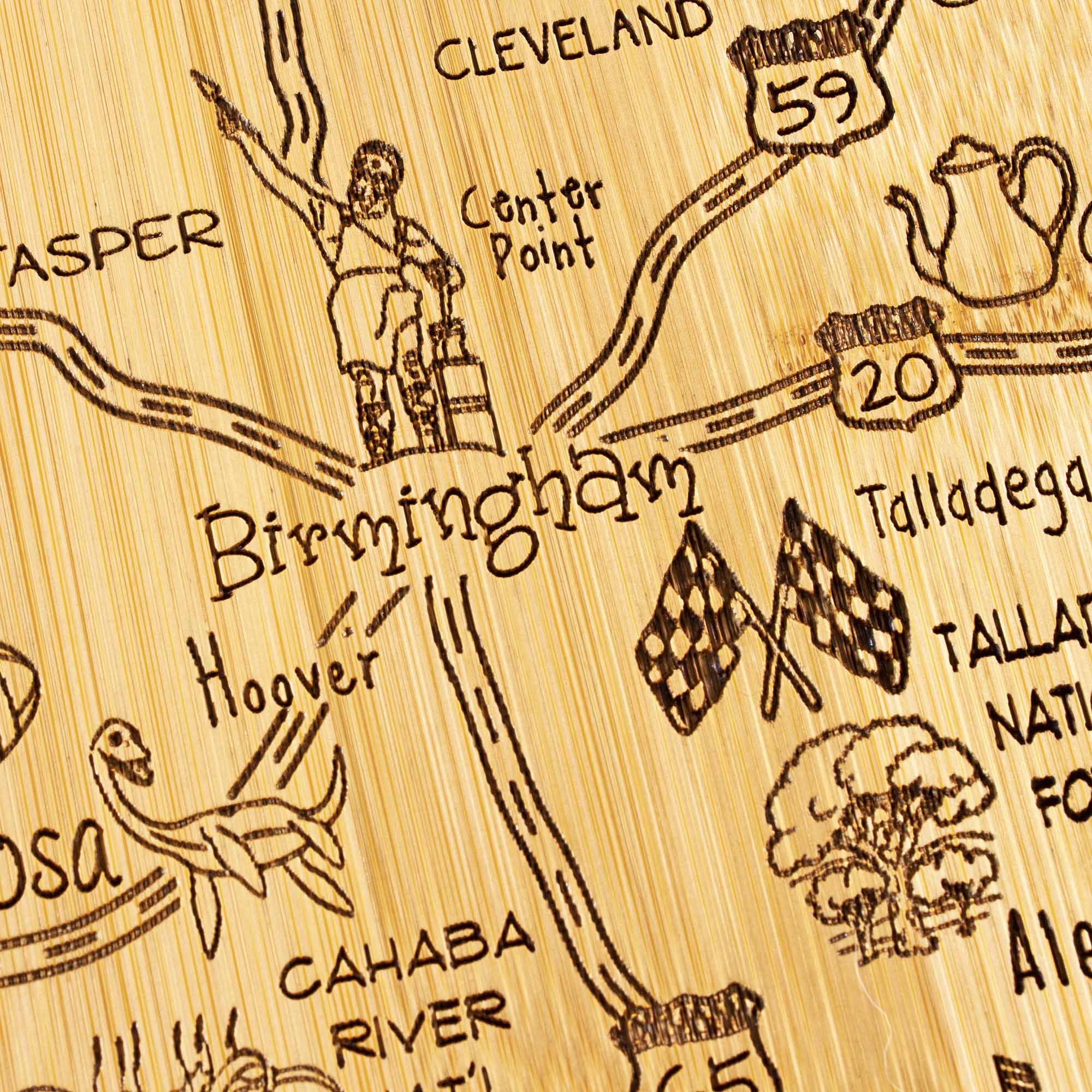 Premium 10 x 15 3/4 Inch Alabama-Themed Wooden Cutting Board - Perfect for Kitchen Prep, Charcuterie Boards & Southern Home Decor