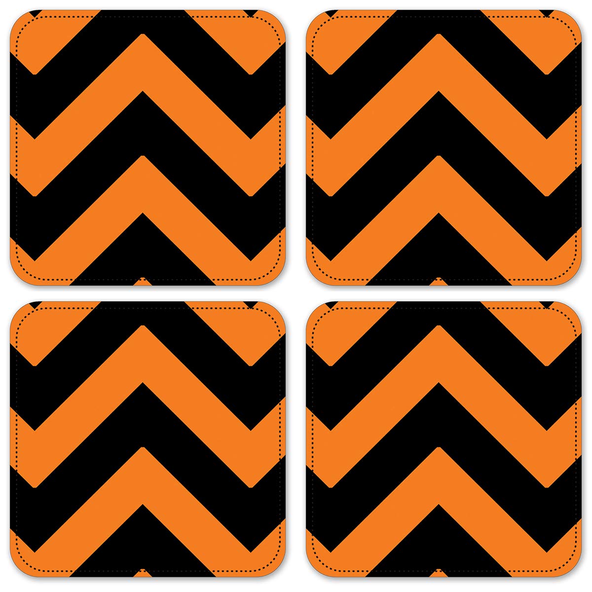 Vinyl Drink Coasters Set of 4 - Non-Slip Chevron Design for Coffee Tables, Bars & Home Decor - Waterproof & Durable Table Protectors