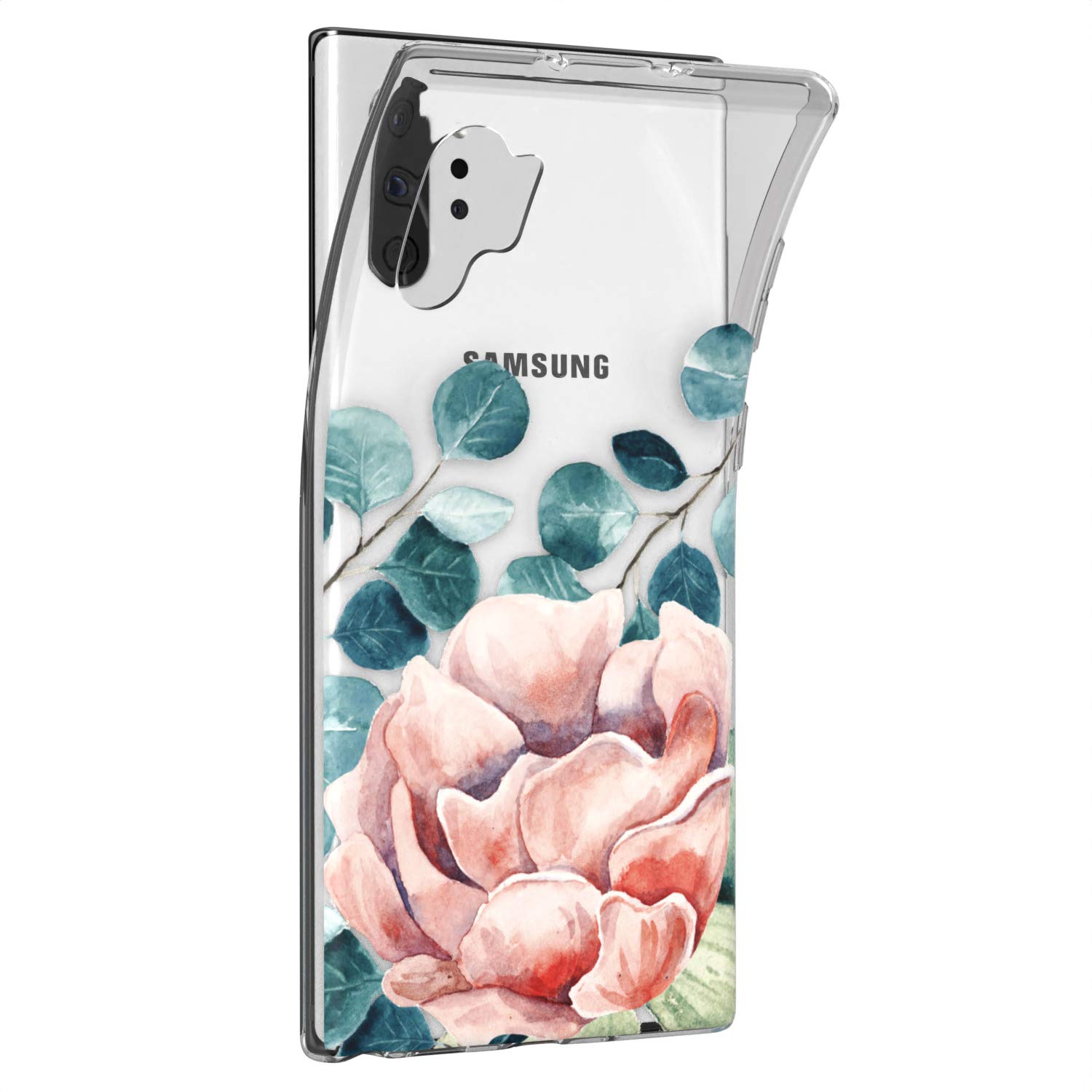 Samsung Galaxy S24 S23 Ultra S22 5G Plus S21 FE S20 S10 Phone Case - Flexible TPU Protective Cover with Floral Succulent Eucalyptus Design - Slim Lightweight Clear Silicone Case for Everyday Use & Travel Protection