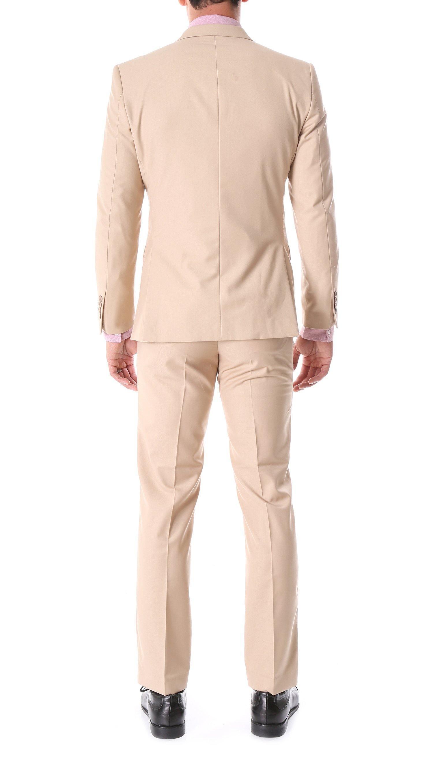 Oslo Collection Slim Fit 2-Piece Suit in Tan | Men's Formal Business Suit for Weddings, Office & Special Occasions