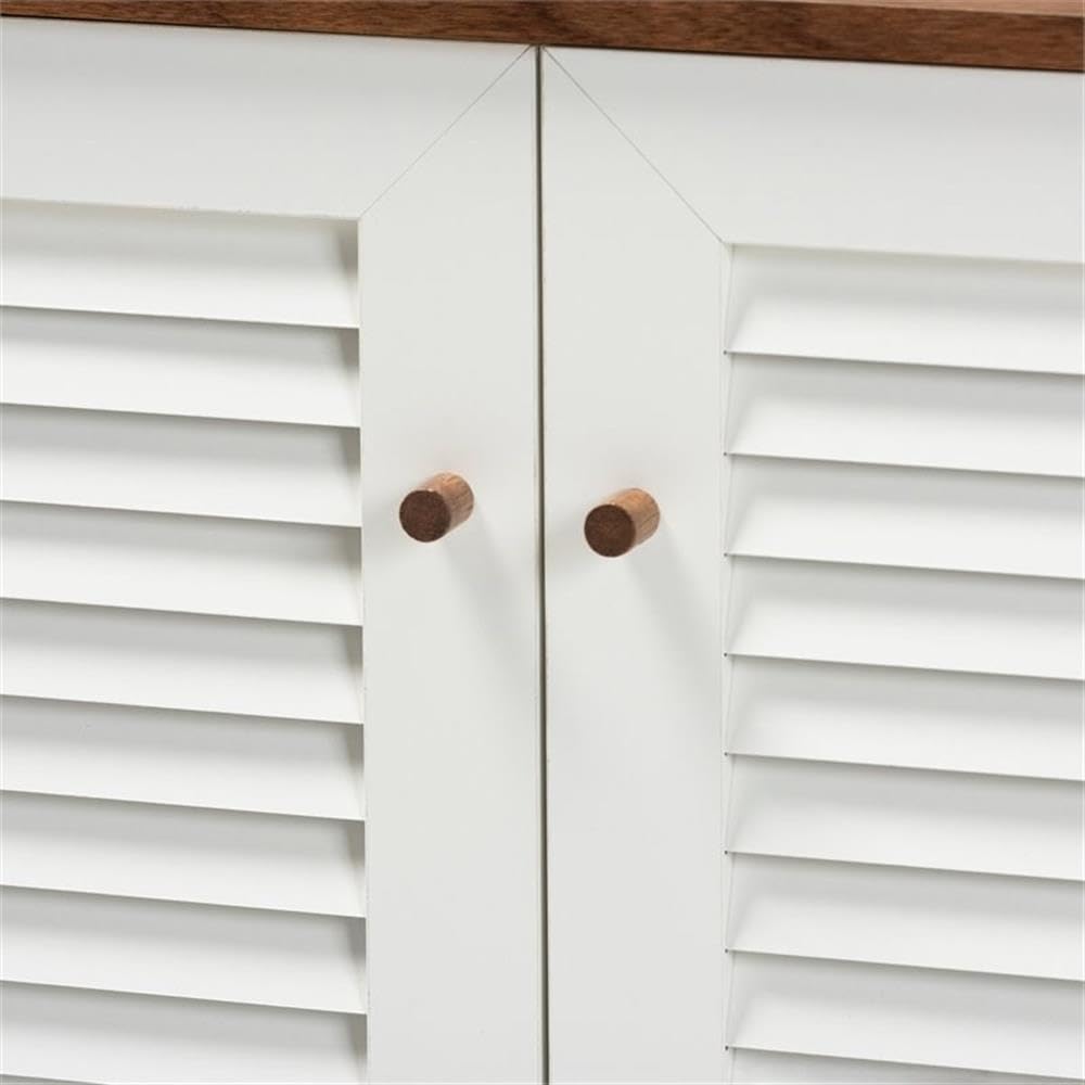 BOWERY HILL Modern Walnut 8-Shelf Shoe Storage Cabinet - Contemporary Shoe Organizer for Entryway, Closet & Bedroom Organization
