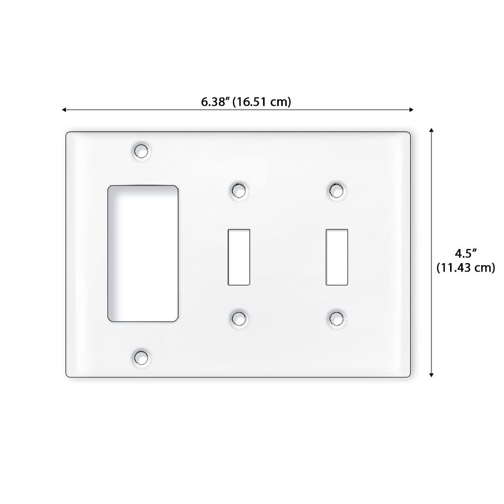WIRESTER 3-Gang Light Switch Plate Cover - 1 Decorator & 2 Toggle Style, Solid Light Pink (2-Pack) - Perfect for Bedrooms, Living Rooms & Home Decor Upgrades