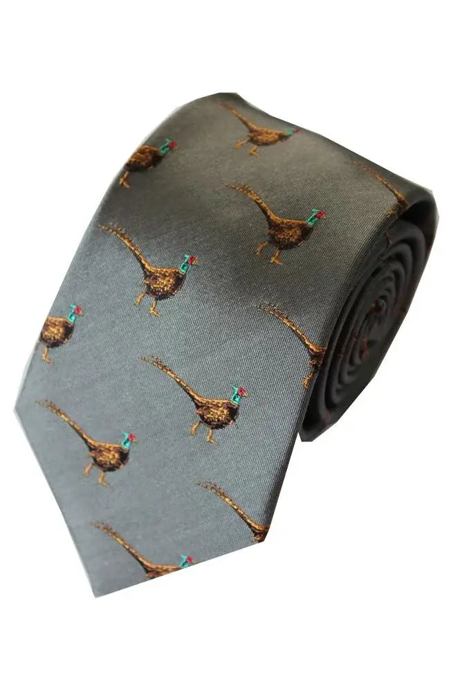 LA Smith Country & Hobby Pheasant Silk Neckties for Men - Elegant Formal Wear for Business, Weddings & Special Occasions