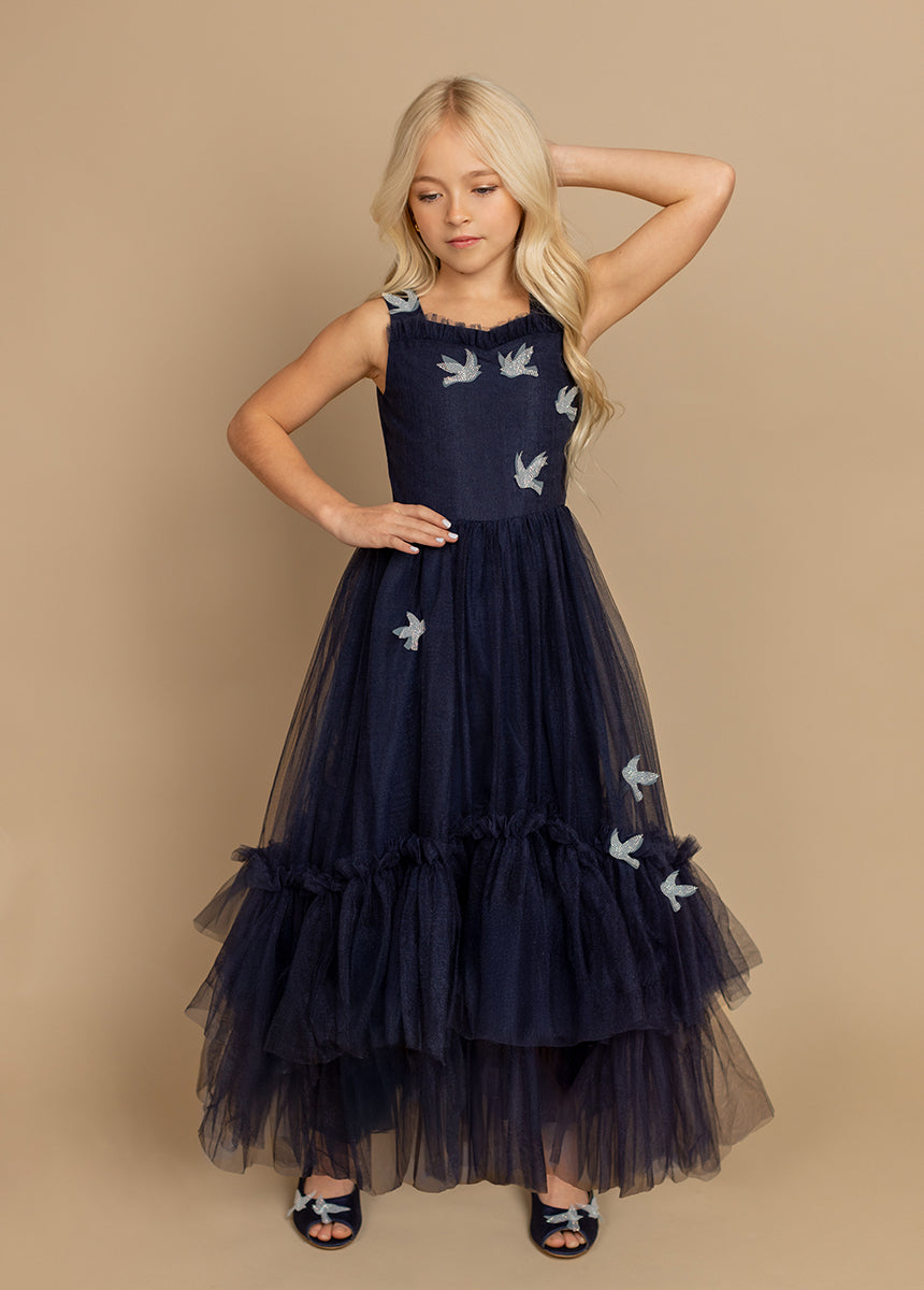 Navy Blue Sparrow Dress for Women - Elegant Casual & Party Wear | Perfect for Office, Date Night & Special Occasions