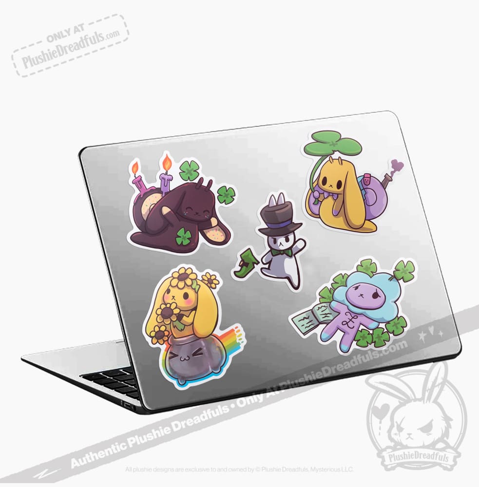 Plushie Dreadfuls Vinyl Sticker Pack Vol. 4 - Lucky Buns | Cute Bunny Stickers for Laptops, Water Bottles & Scrapbooking
