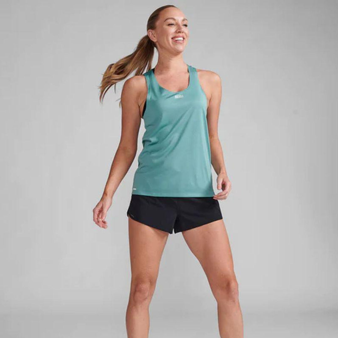 2XU Women's Light Speed Tech Singlet Running Top - Moisture Wicking, Breathable & Quick Dry Performance Shirt for Marathon, Gym & Workout (RAF/WRF)