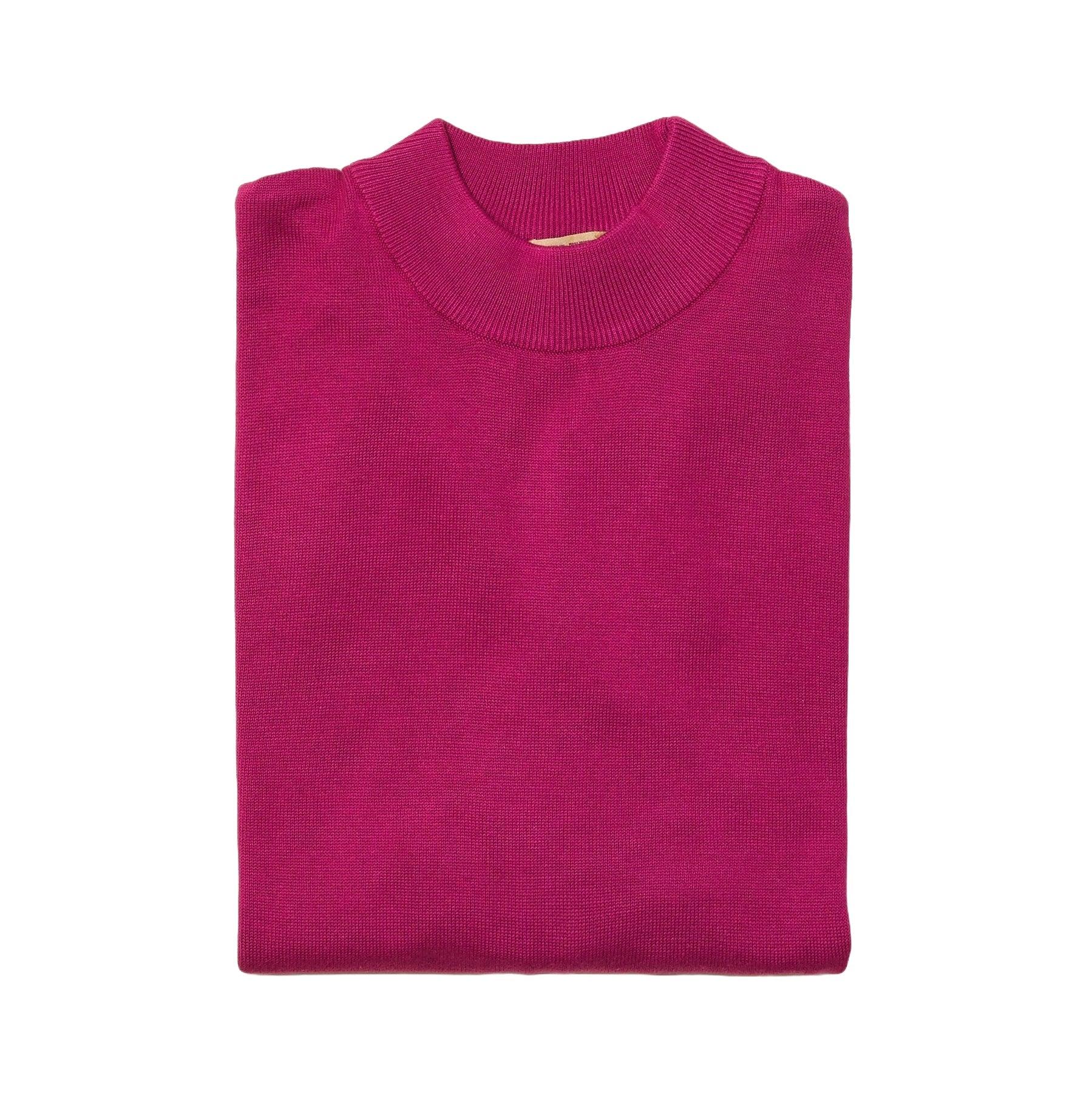 Women's Mock Neck Sweater in Magenta - Soft Winter Pullover for Casual Wear & Office Outfits