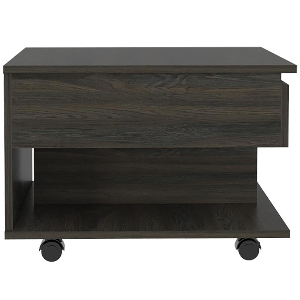 Pemberly Row Espresso Coffee Table with Wheels - Perfect for Living Room, Office, and Small Spaces