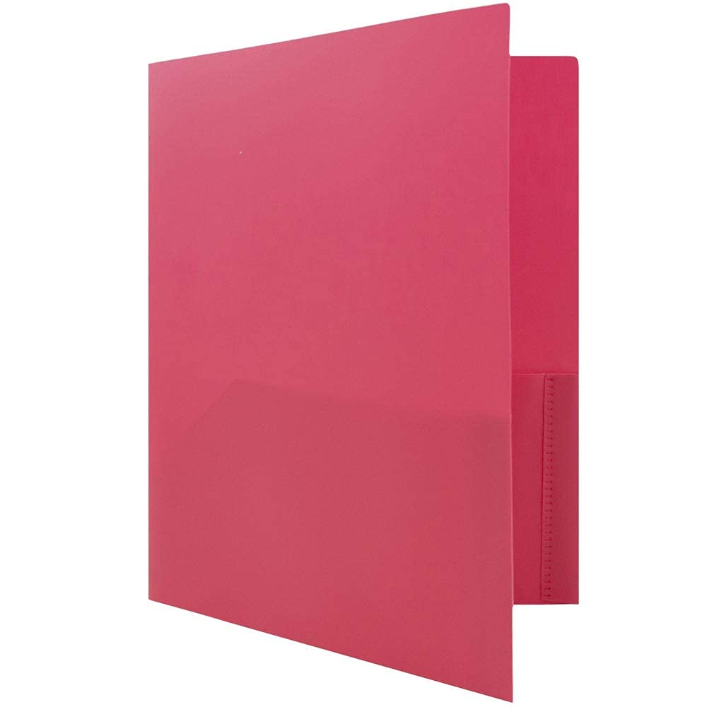 JAM PAPER Plastic Color POP Folders - 2 Pocket Durable Folders with Metal Prongs Fastener Clasps - Fuchsia Hot Pink - 6/Pack - Perfect for School, Office & Home Organization