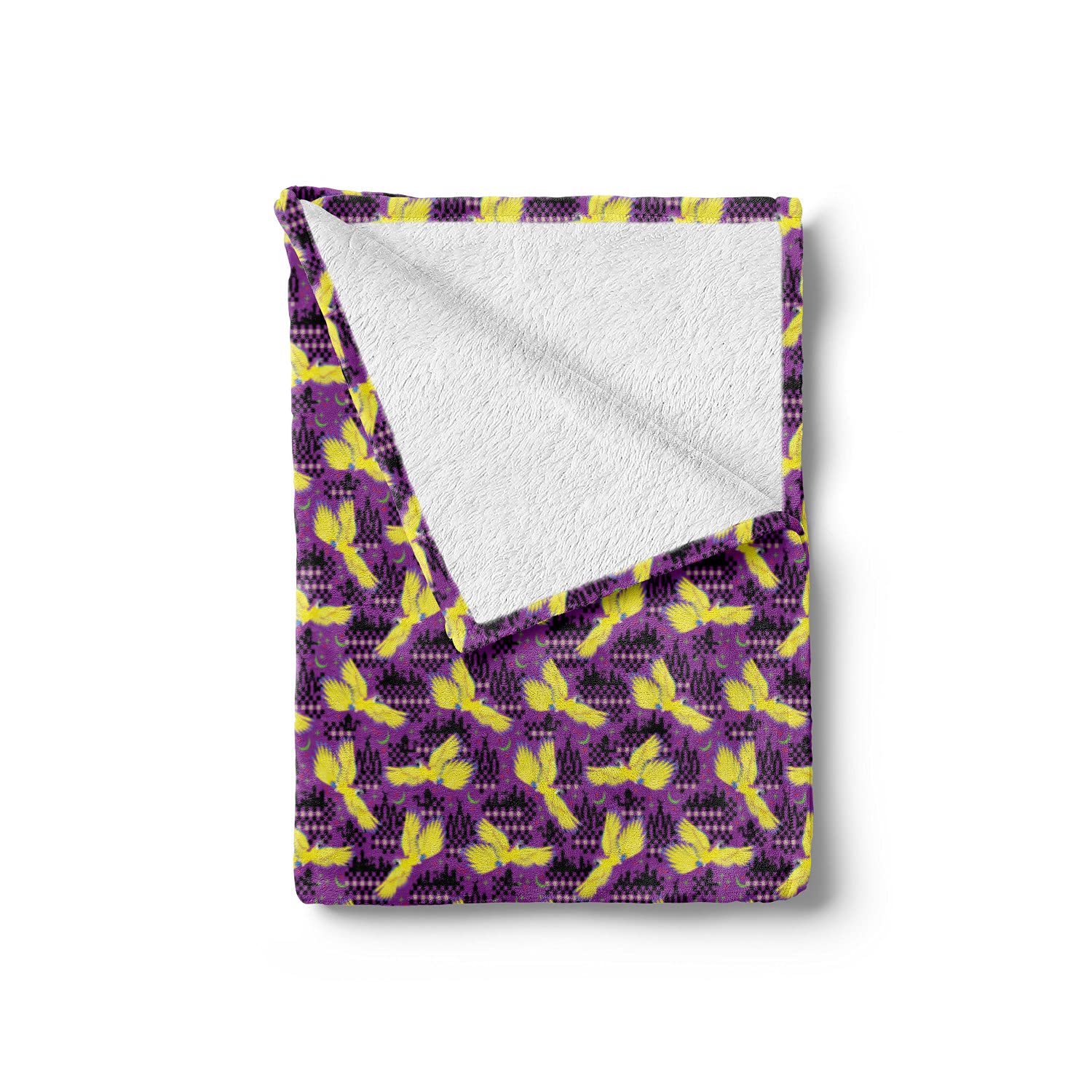 Ambesonne Tropical Throw Blanket - Exotic Parrot Birds on Oriental Boho Backdrop, Soft Flannel Fleece Couch Cover for Adults, 70