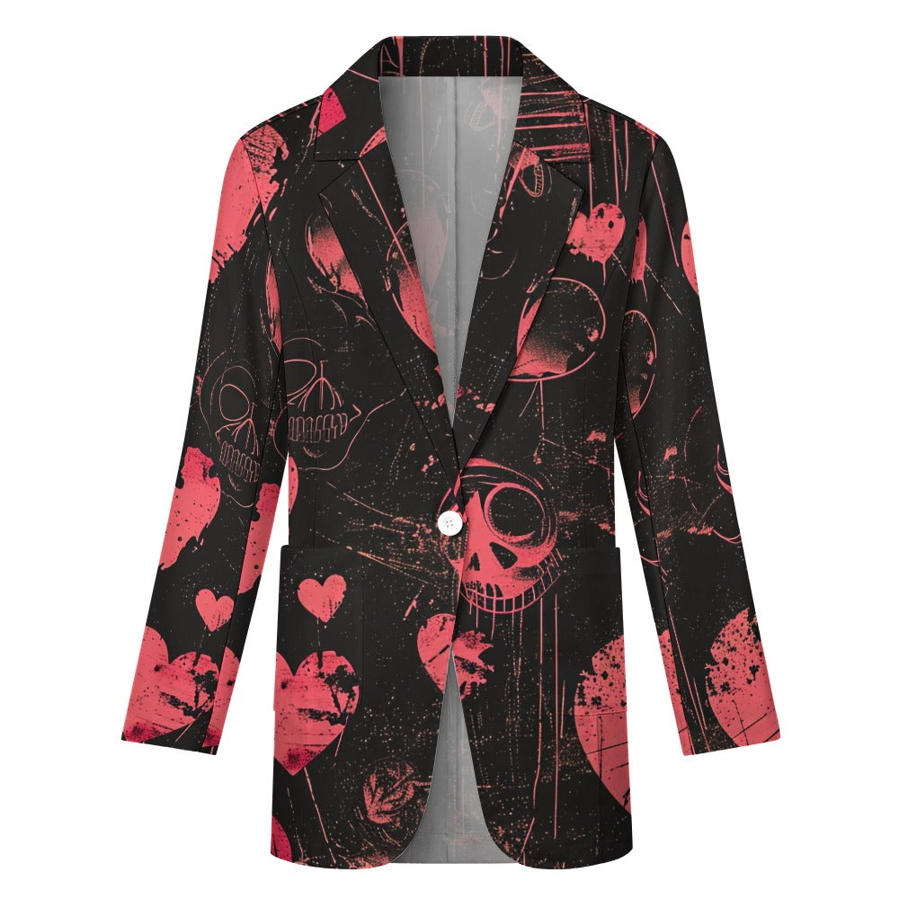 Vintage Gothic Pink Blazer for Women - Stylish Casual Suit Jacket - Perfect for Office Wear, Date Night & Gothic Fashion Outfits