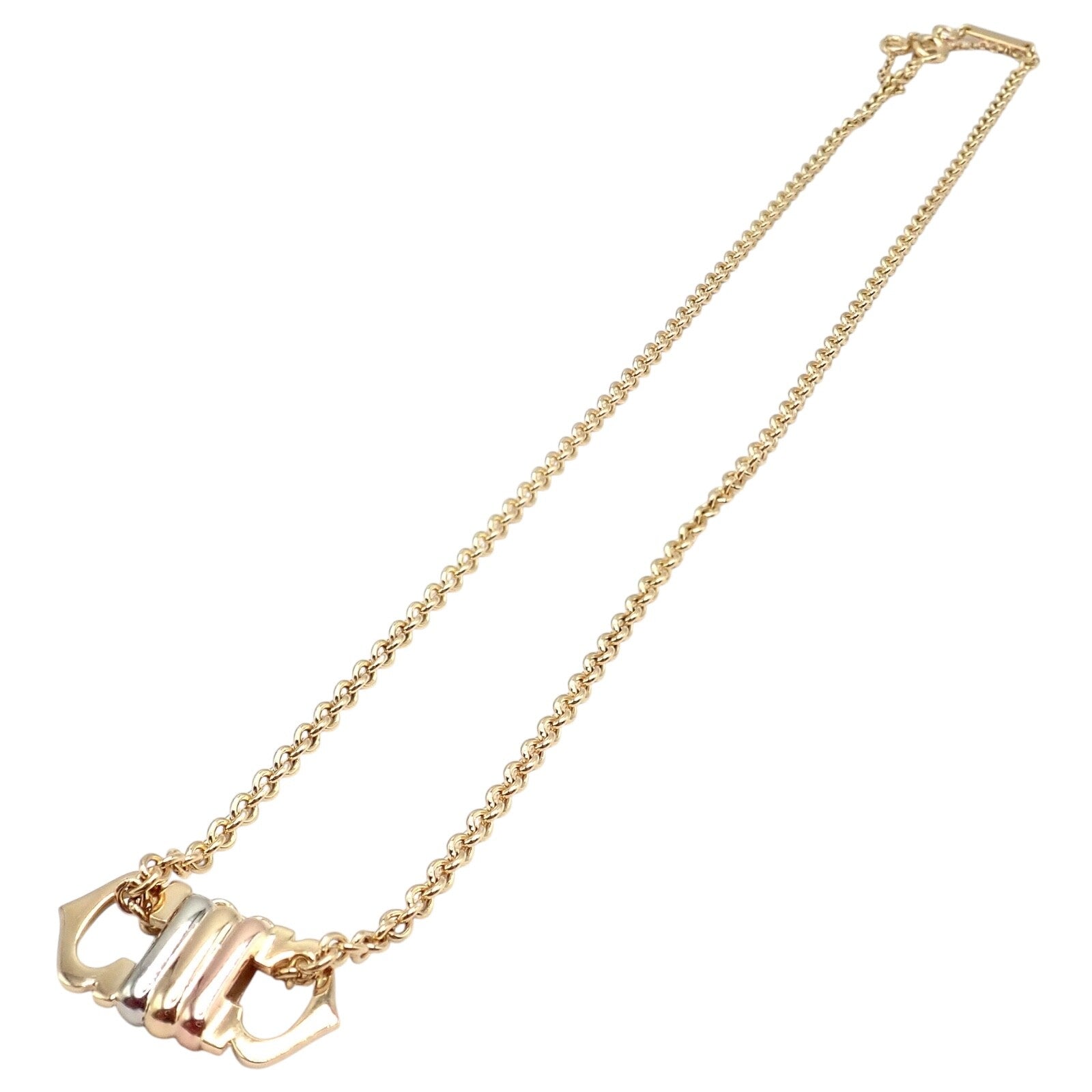 Authentic Cartier 18k Tri-Color Gold Double C Charm Pendant Necklace for Women - Luxury Jewelry Gift for Anniversary, Birthday & Special Occasions