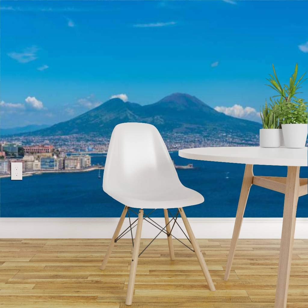 Naples Italy Bay Castle Wall Mural - Peel and Stick Self-Adhesive Wallpaper, Removable Vinyl Film for Home Decor | Perfect for Living Room, Bedroom & Nursery Accent Walls