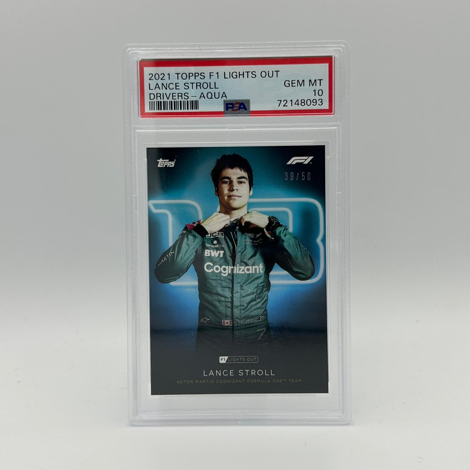 PSA 10 Lance Stroll 39/50 Aqua Parallel F1 Racing Card - Collectible Trading Card for Formula 1 Fans & Sports Memorabilia Enthusiasts