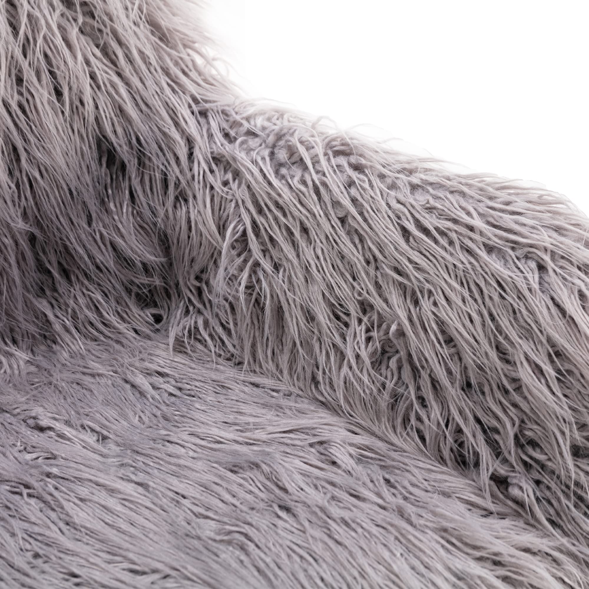 WILLIAMSPACE Fluffy Grey Fur Office Chair for Women - Rolling Swivel Vanity Chair with Arms for Workstations, Computer Desk & Home Office | US Stock Fast Shipping | Perfect for Work, Gaming & Makeup Dressing Table