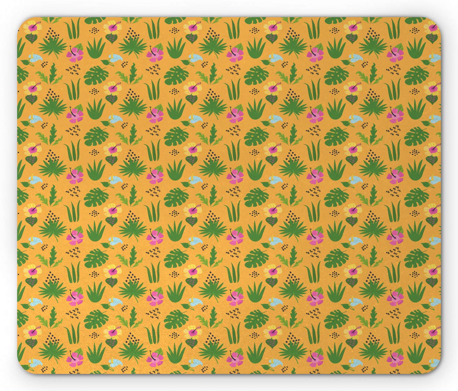Ambesonne Floral Mouse Pad with Orchids & Hibiscus Design - Non-Slip Rubber Mousepad for Office & Gaming - Standard Size Rectangle Mouse Mat in Pale Orange & Multicolor - Perfect for Work, Home & Computer Use
