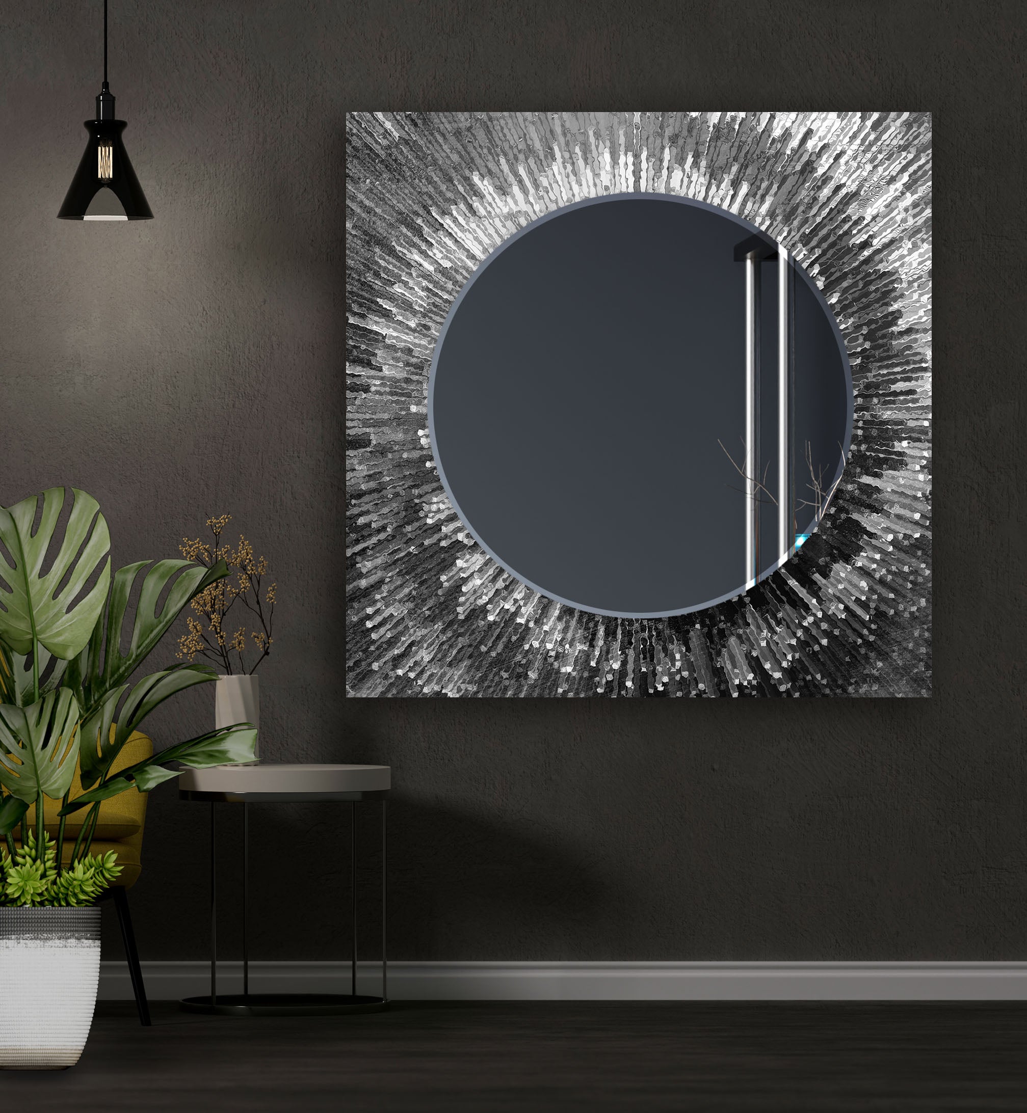 Stylish Black Splash Wall Mirror - Modern Decorative Bathroom & Living Room Mirror for Home Decor - Perfect for Vanity, Entryway, and Bedroom Accent