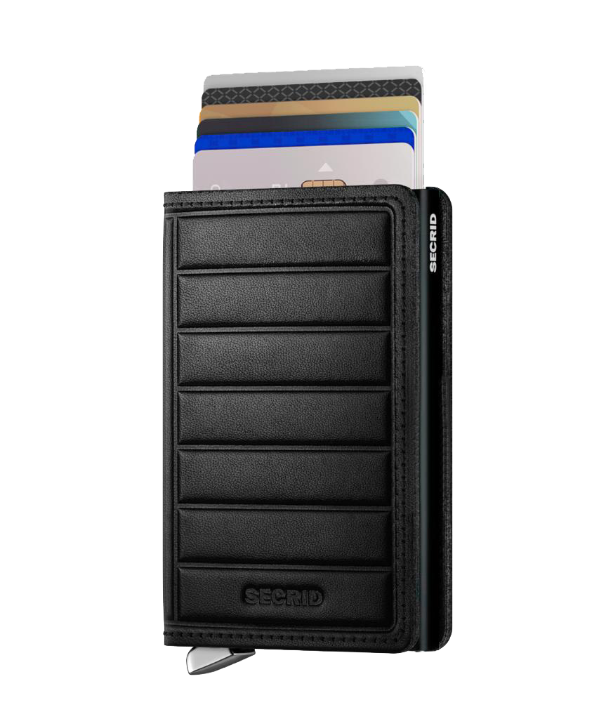SECRID Premium Slim Wallet - RFID Blocking Leather Card Holder with Embossed Lines, Black - Perfect for Travel, Business & Everyday Use
