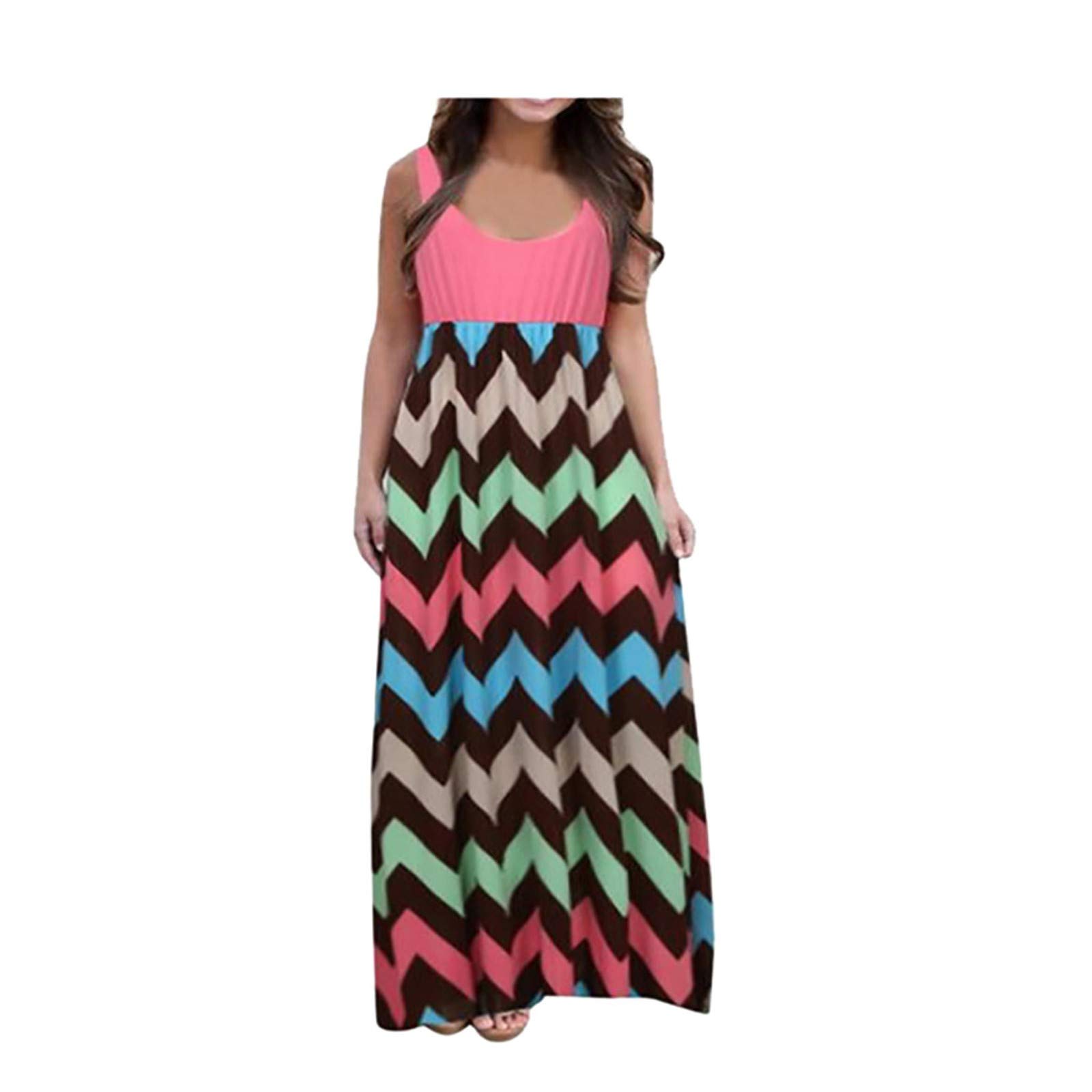Boho Striped Maxi Dress for Women - Casual Long Summer Sundress, Beach Cover Up, Spring Flowy Dress | Perfect for Vacations, Pool Parties & Outdoor Events
