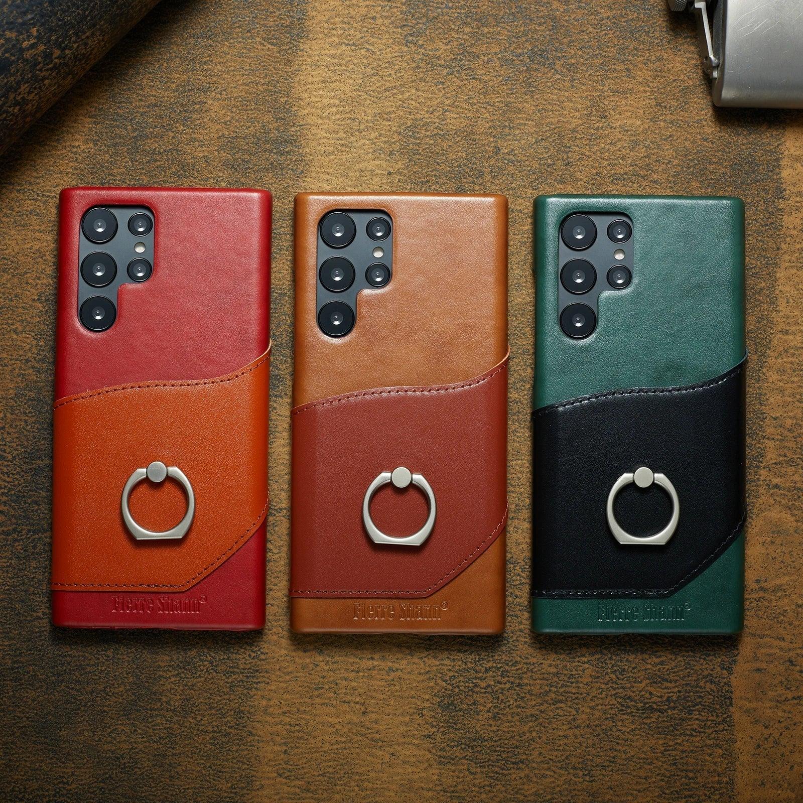 Samsung Galaxy S24 Plus Genuine Leather Phone Case with Ring Stand - Perfect for Work, Travel & Everyday Protection