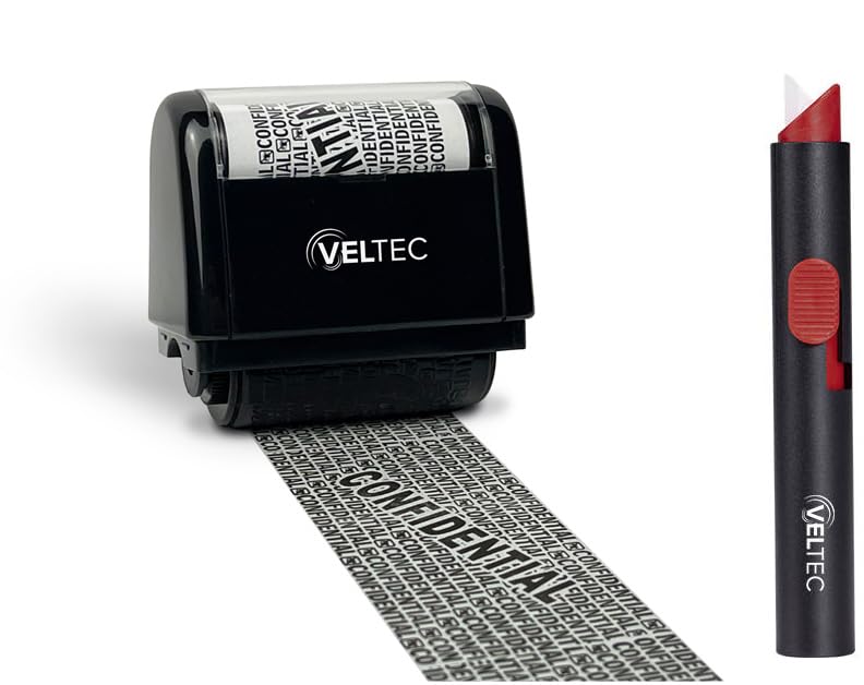 Confidential Roller Stamp for Identity Protection - Anti-Theft Security Stamp with Ceramic Box Cutter | Perfect for Office Documents, Mail Privacy & Home Security